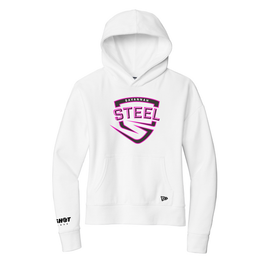 Savannah Steel Women's White Comeback Logo Fleece Hooded Sweatshirt